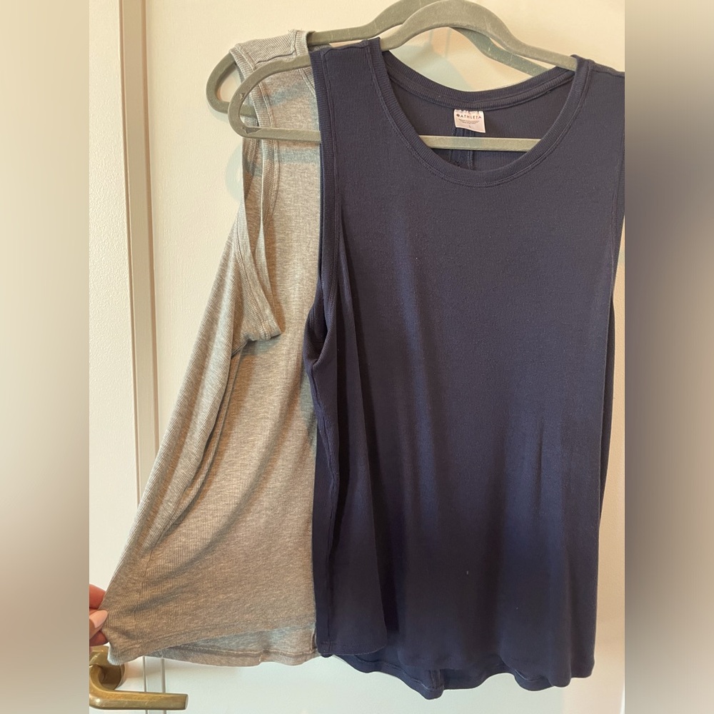 Set of two Athleta with ease open bank tanks size L
